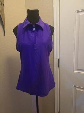 Tzu Tzu Sport Sleeveless‎ Half-Zip Golf Polo Tank Top